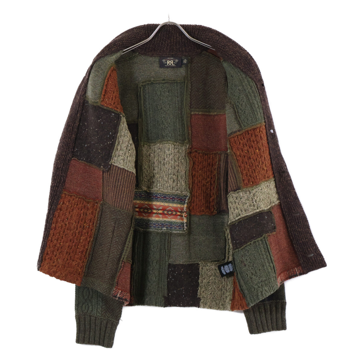 [Excellent Condition/Domestic Authentic] 782799908001 Wool Blend Shawl Collar Patchwork Knit Cardigan/Tops M Men's