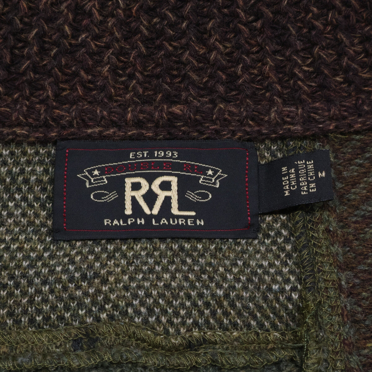 [Excellent Condition/Domestic Authentic] 782799908001 Wool Blend Shawl Collar Patchwork Knit Cardigan/Tops M Men's