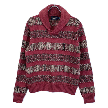 RRL 双RL 【美品/国内正品】782911229001 亚麻混纺披肩领嵌花针织衫/上衣