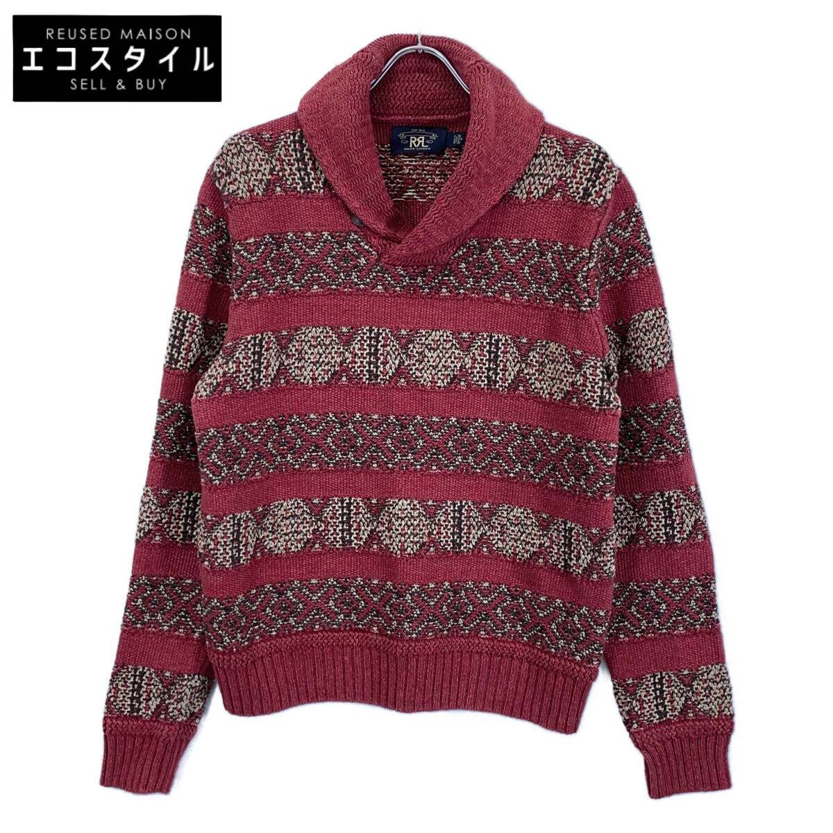 RRL ダブルアールエル 【美品/国内正規】782911229001 リネンブレンド ショールカラー インターシャ ニットセーター/ トップス