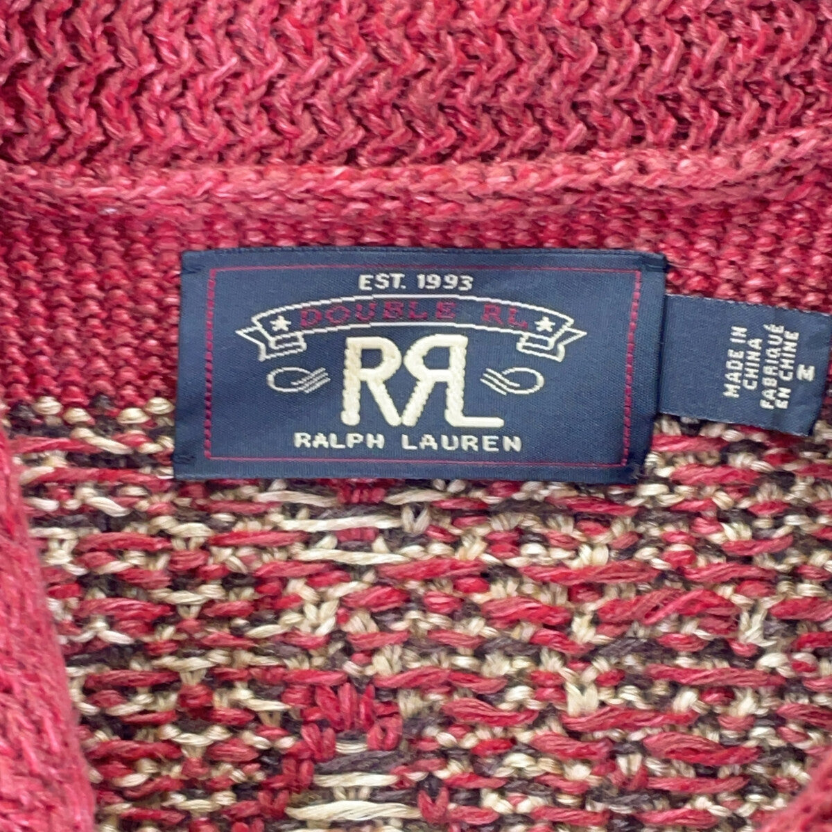RRL ダブルアールエル 【美品/国内正規】782911229001 リネンブレンド ショールカラー インターシャ ニットセーター/ トップス