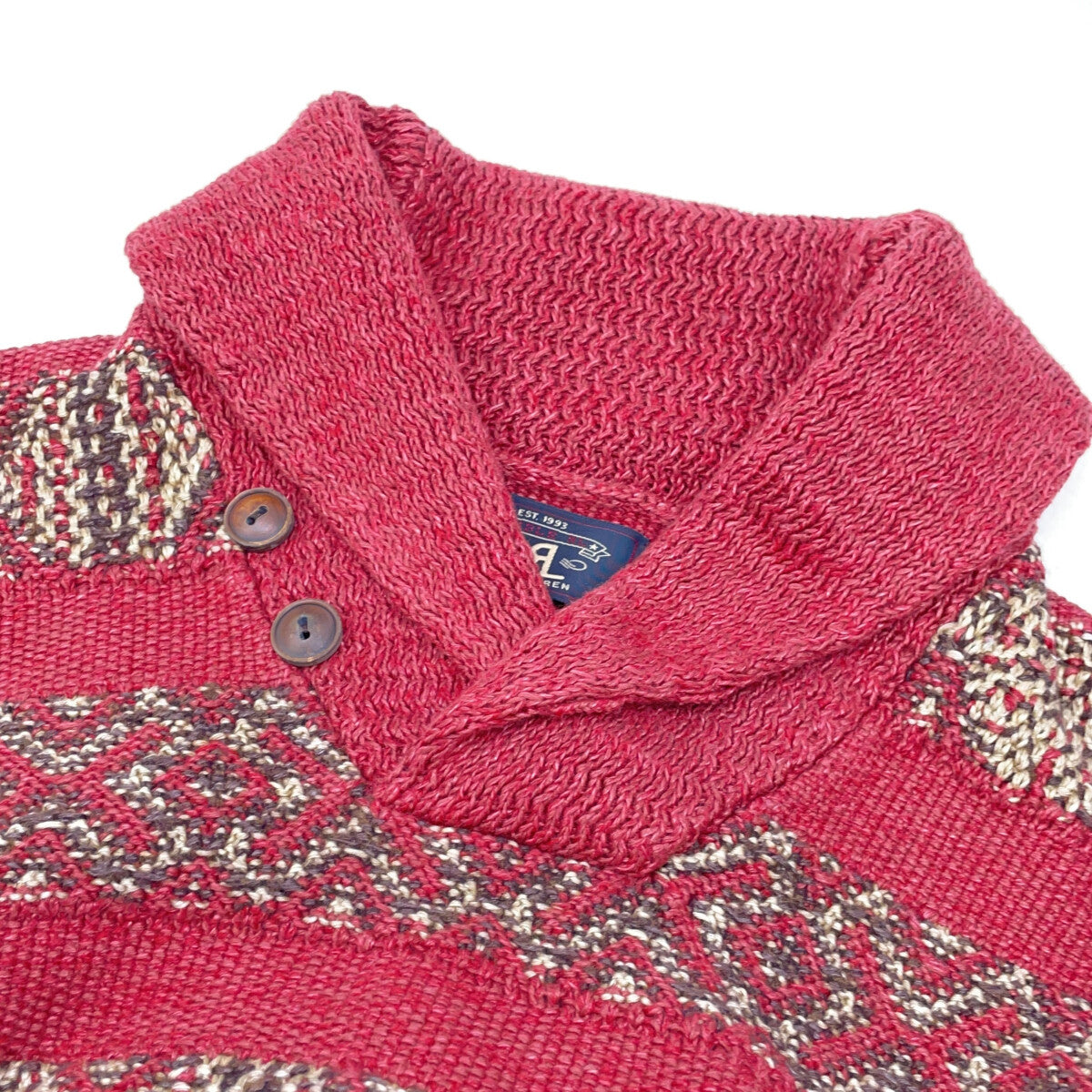 RRL 双RL 【美品/国内正品】782911229001 亚麻混纺披肩领嵌花针织衫/上衣