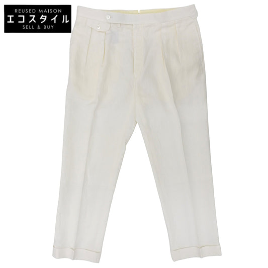 Ralph Lauren Purple Label Mint Condition Gregory Hand-Tailored Trousers Cinch Back White 36 798928131003 Bottoms