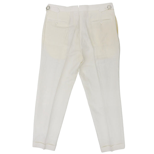 Ralph Lauren Purple Label Mint Condition Gregory Hand-Tailored Trousers Cinch Back White 36 798928131003 Bottoms