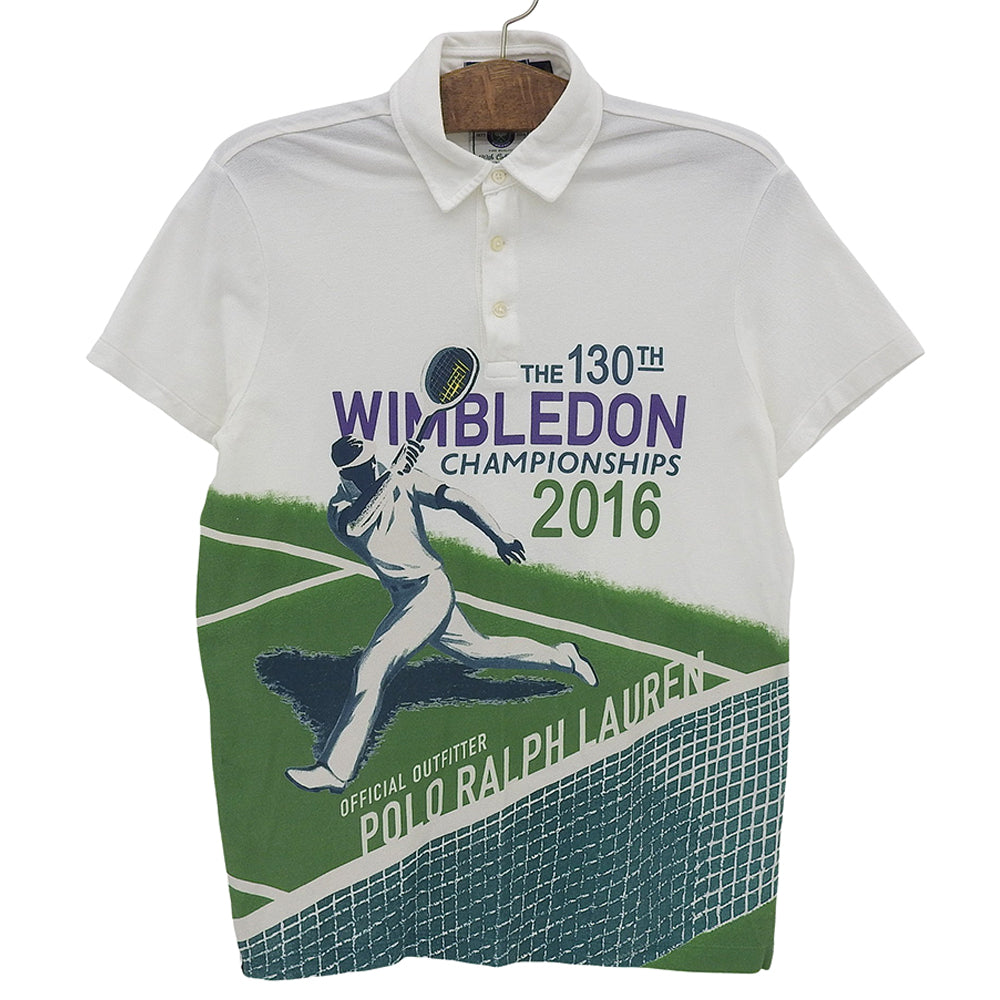 POLO RALPH LAUREN Polo Ralph Lauren Cotton Wimbledon Championships 2016 Graphic Polo Shirt Men's White M 779895751001 Tops