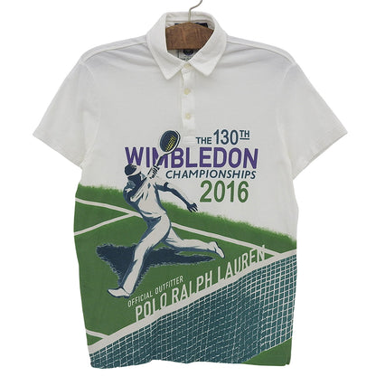 POLO RALPH LAUREN Polo Ralph Lauren Cotton Wimbledon Championships 2016 Graphic Polo Shirt Men's White M 779895751001 Tops