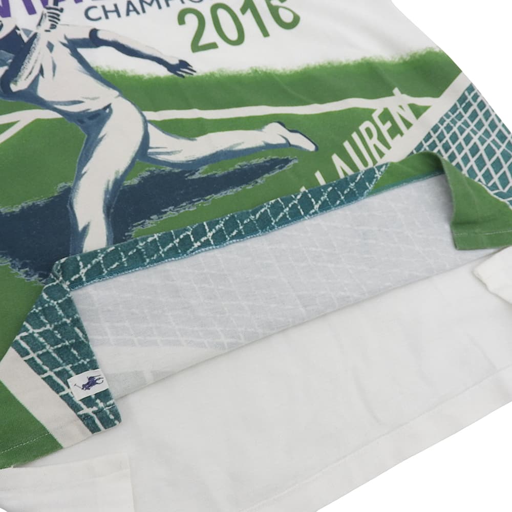 POLO RALPH LAUREN Polo Ralph Lauren Cotton Wimbledon Championships 2016 Graphic Polo Shirt Men's White M 779895751001 Tops