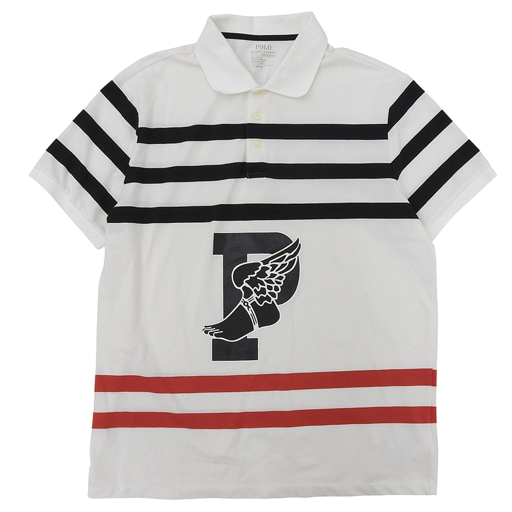 POLO RALPH LAUREN Polo Ralph Lauren Excellent Condition Cotton P-Wing Football Polo Shirt Top Men's White x Black x Red L 710737961001 Top
