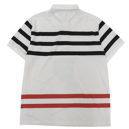 SALE POLO RALPH LAUREN Excellent Condition Cotton P-Wing Foot-Stripe Polo Shirt Men's White×Black×Red L 710737961001