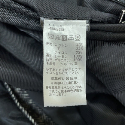 2480/7658 灰色 羊毛混纺 腰带式人字纹暗扣切斯特大衣 男款