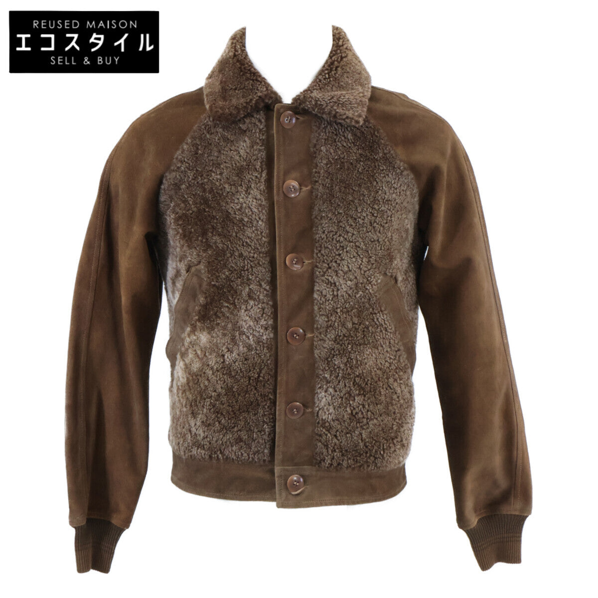 美品 25SS MNRROTW16020158 剪羊毛拼接粗革翻毛皮夹克 夹克 XS 男士