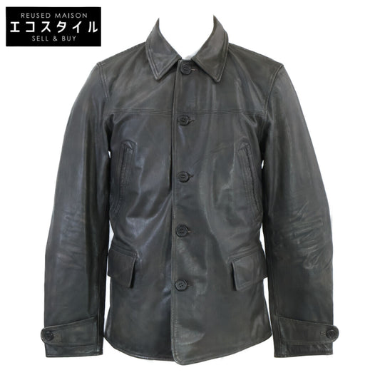 RRL ダブルアールエル 美品 チェックライニング タンニン鞣しカウハイド レザーカーコート ジャケット