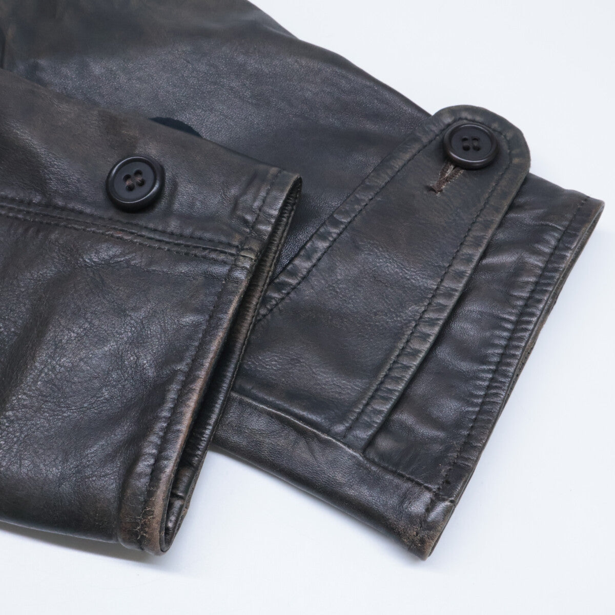 RRL 美品 格纹衬里 植鞣牛皮 皮革汽车夹克