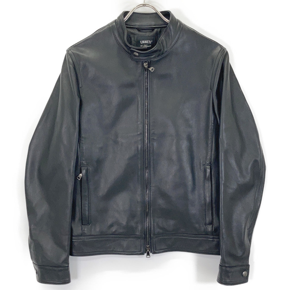 Black Lambskin JURI Single Rider's Jacket 46 Men's