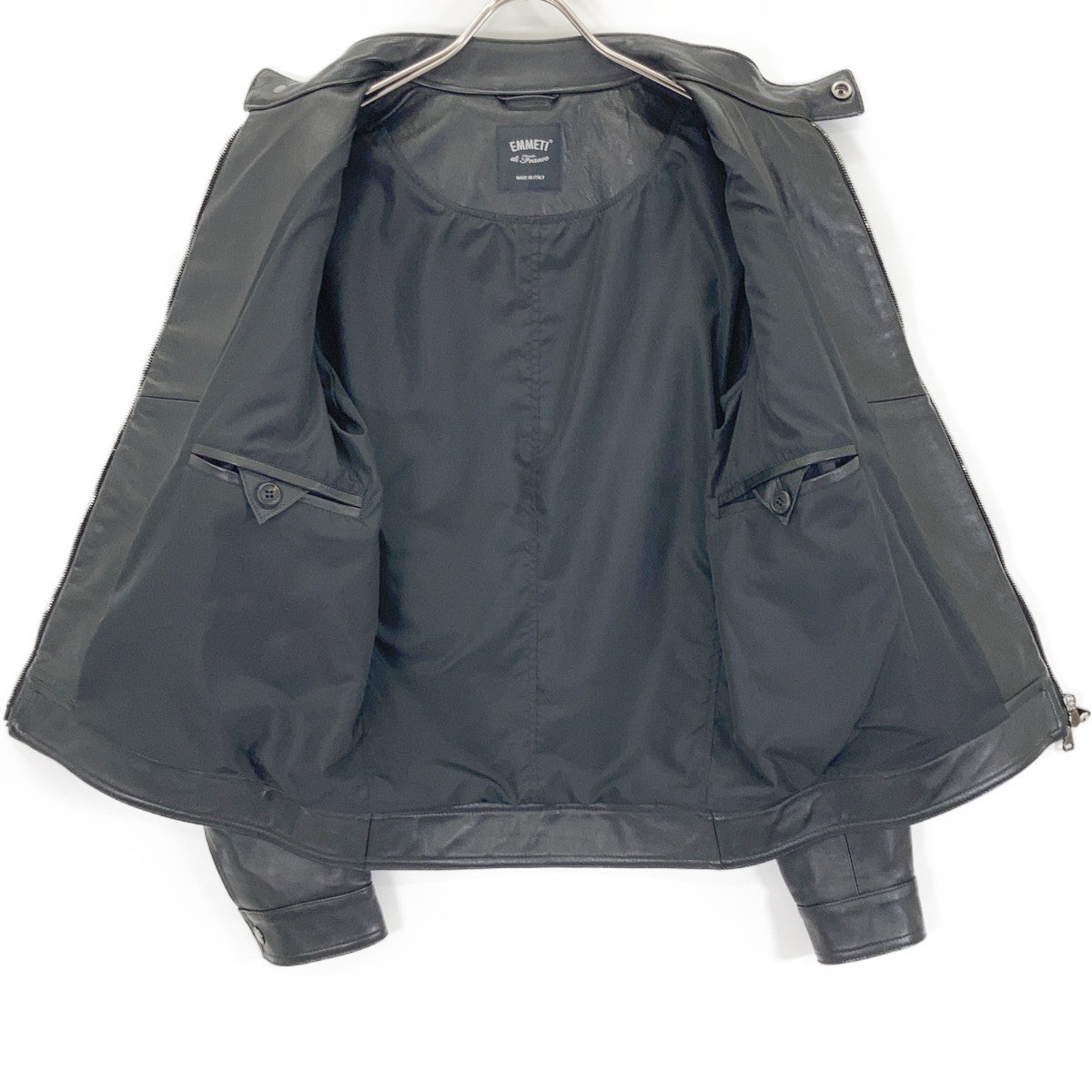 Black Lambskin JURI Single Rider's Jacket 46 Men's