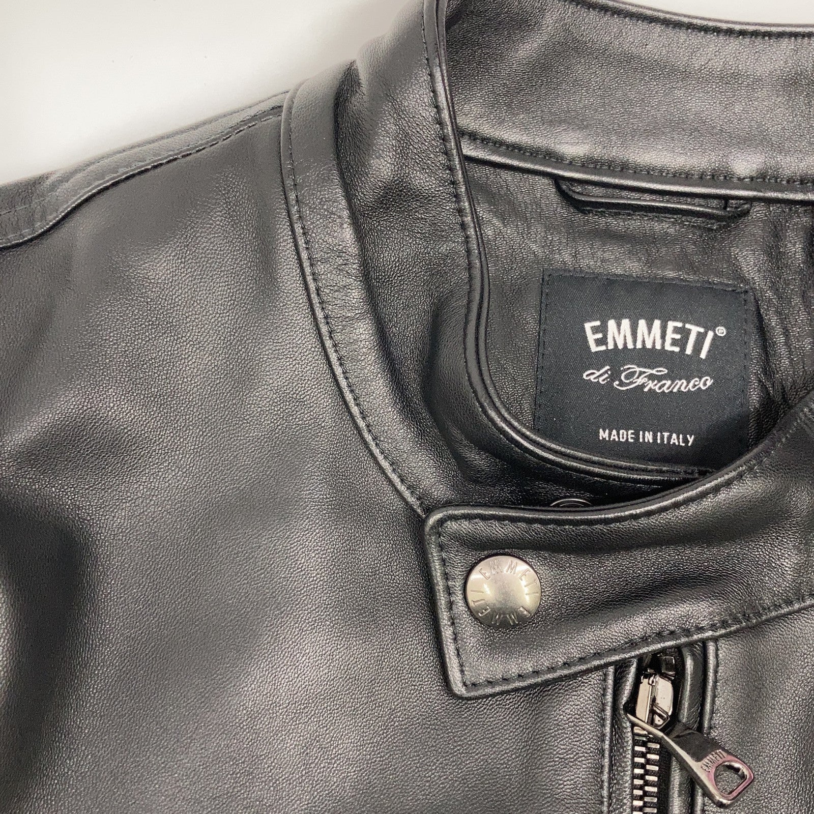 Black Lambskin JURI Single Rider's Jacket 46 Men's