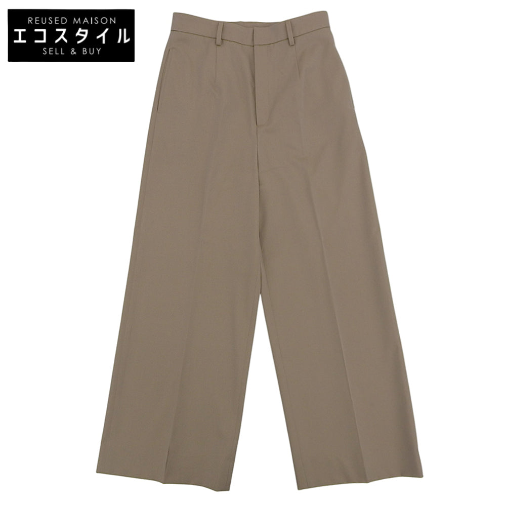 Excellent condition wool center press wide-leg slacks bottoms women's beige 38 24-030-500-4010 bottoms 38 women's