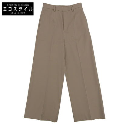 Excellent condition wool center press wide-leg slacks bottoms women's beige 38 24-030-500-4010 bottoms 38 women's