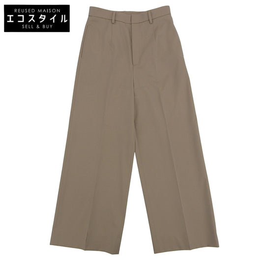 Excellent condition wool center press wide-leg slacks bottoms women's beige 38 24-030-500-4010 bottoms 38 women's