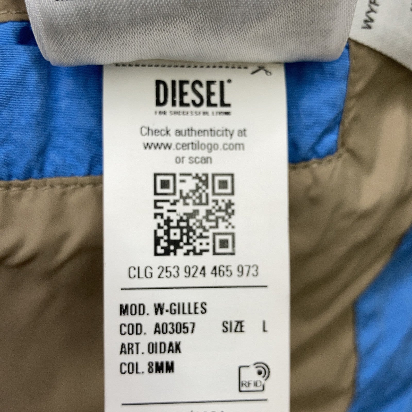 DIESEL ディーゼル ブルー W-GILLES ウォッシュ加工 ナイロンダウンジャケット ジャケット