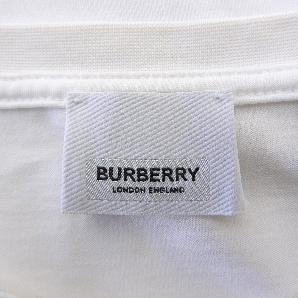 SALE BURBERRY excellent condition cotton embroidered emblem logo short-sleeve T-shirt tops men's white M 8014021 tops
