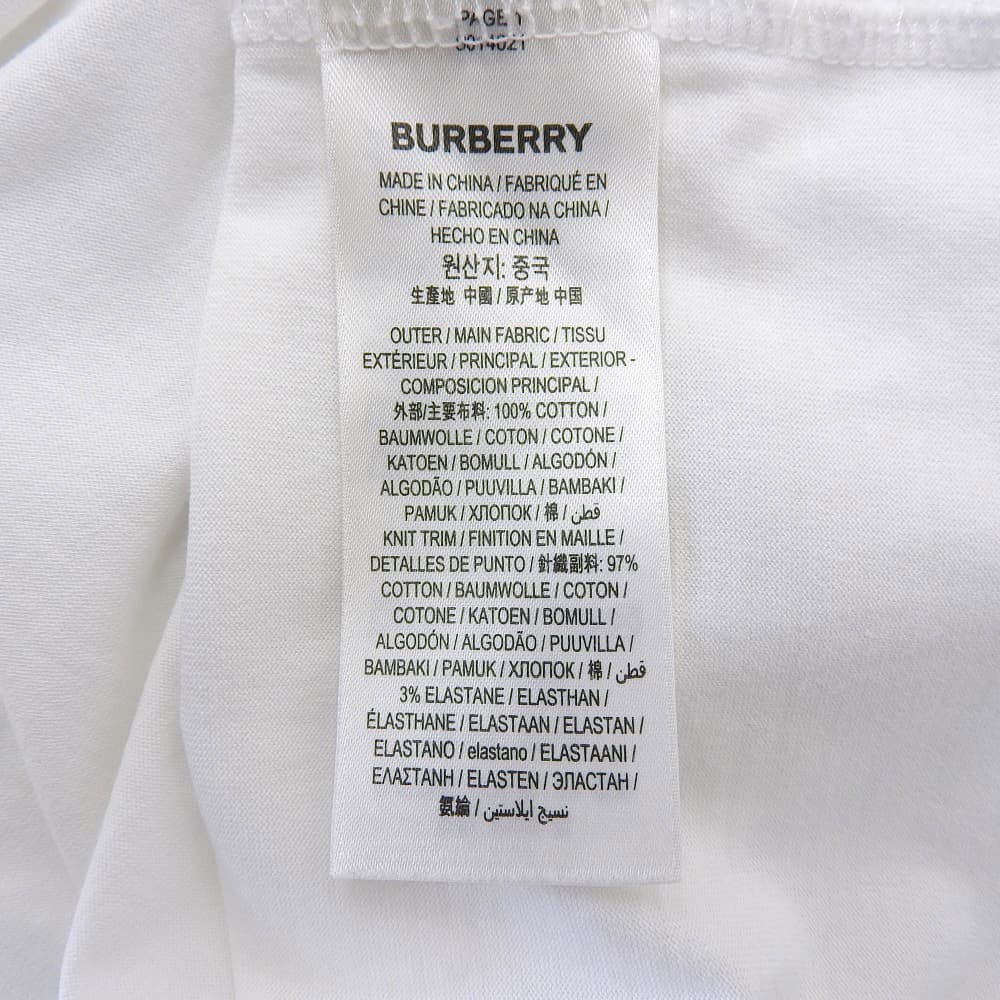 SALE BURBERRY excellent condition cotton embroidered emblem logo short-sleeve T-shirt tops men's white M 8014021 tops