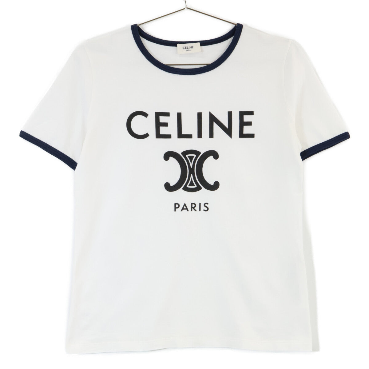 CELINE セリーヌ 2X872671Q オフホワイト×ブラック×ネイビー コットン トリオンフプリント CELINE PARIS Tシャツ トップス