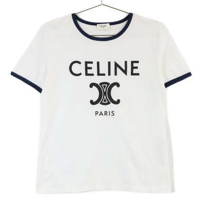 CELINE セリーヌ 2X872671Q オフホワイト×ブラック×ネイビー コットン トリオンフプリント CELINE PARIS Tシャツ トップス