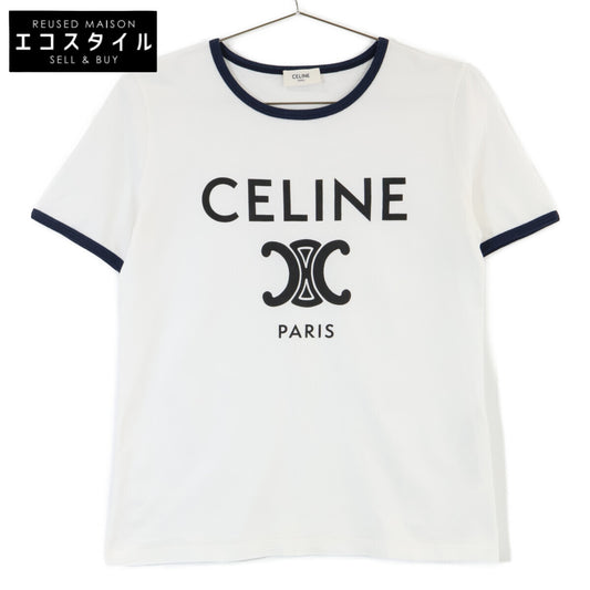 CELINE セリーヌ 2X872671Q オフホワイト×ブラック×ネイビー コットン トリオンフプリント CELINE PARIS Tシャツ トップス