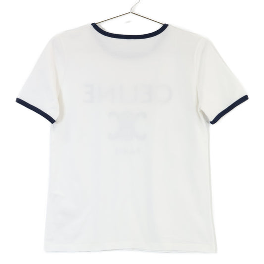 CELINE セリーヌ 2X872671Q オフホワイト×ブラック×ネイビー コットン トリオンフプリント CELINE PARIS Tシャツ トップス