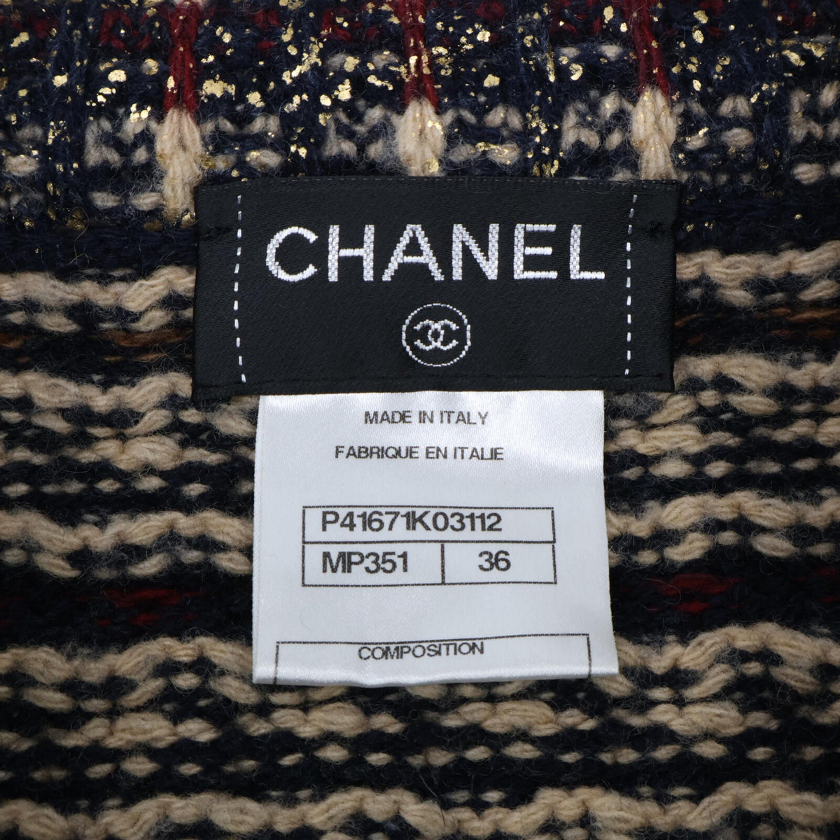 CHANEL Excellent Condition P41671K03112 Gray Metal Buttons Wool×Cashmere Knit Coat