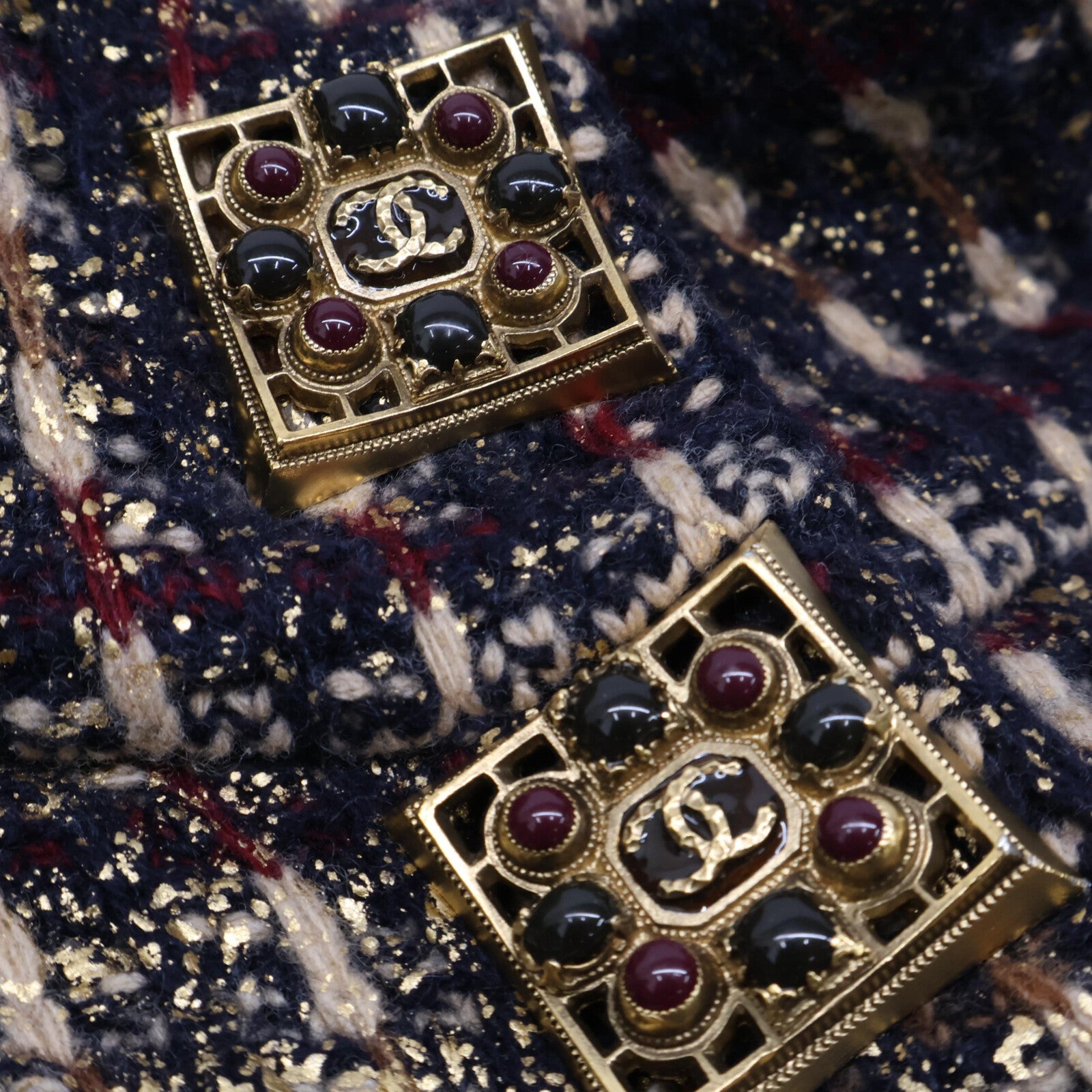 CHANEL シャネル 【美品】P41671K03112 グリボアボタン ウールｘカシミヤ ニット コート