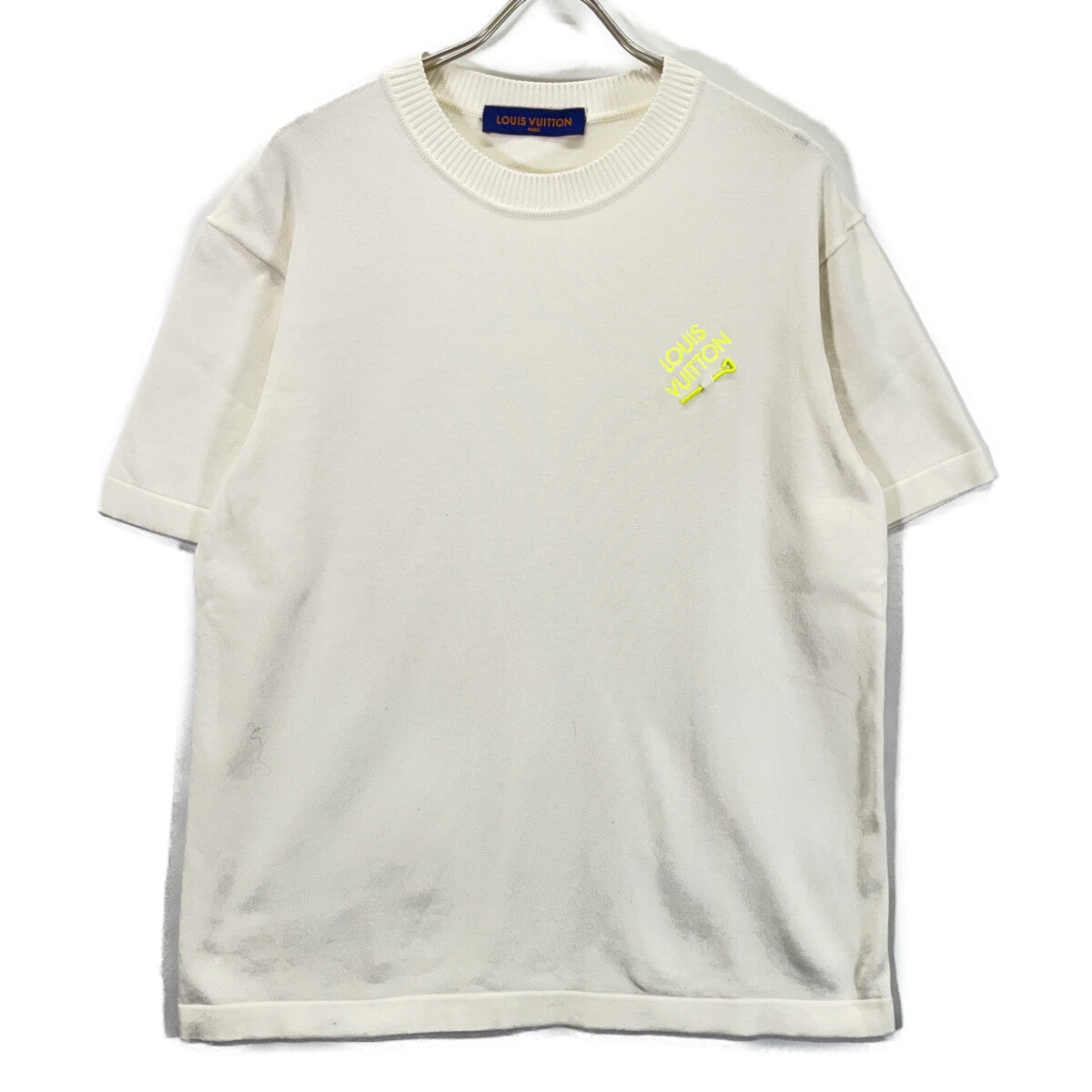 LOUIS VUITTON White Hook Detail Signature Short-Sleeve Knit Top