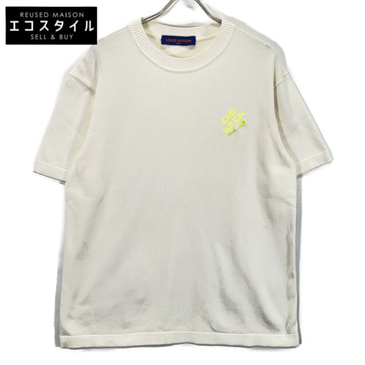 LOUIS VUITTON White Hook Detail Signature Short-Sleeve Knit Top