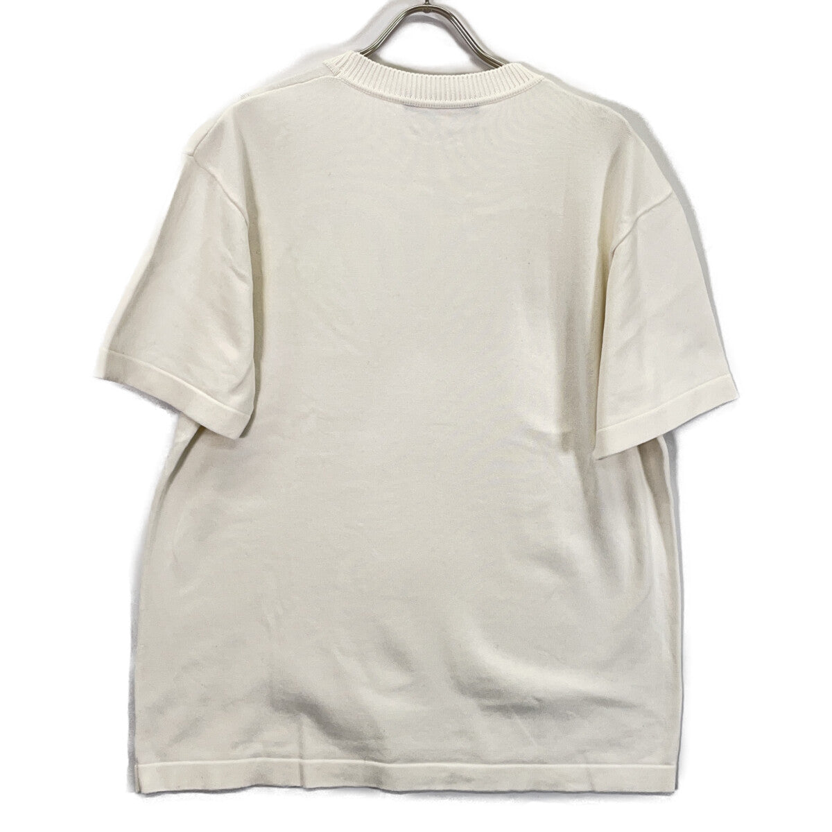 LOUIS VUITTON White Hook Detail Signature Short-Sleeve Knit Top