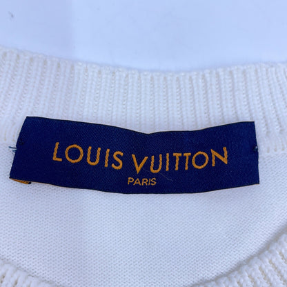LOUIS VUITTON White Hook Detail Signature Short-Sleeve Knit Top