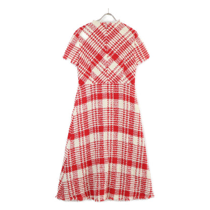ESCADA エスカーダ 5031620 レッド×ホワイト ハーフジップツイードショートスリーブワンピース ワンピース