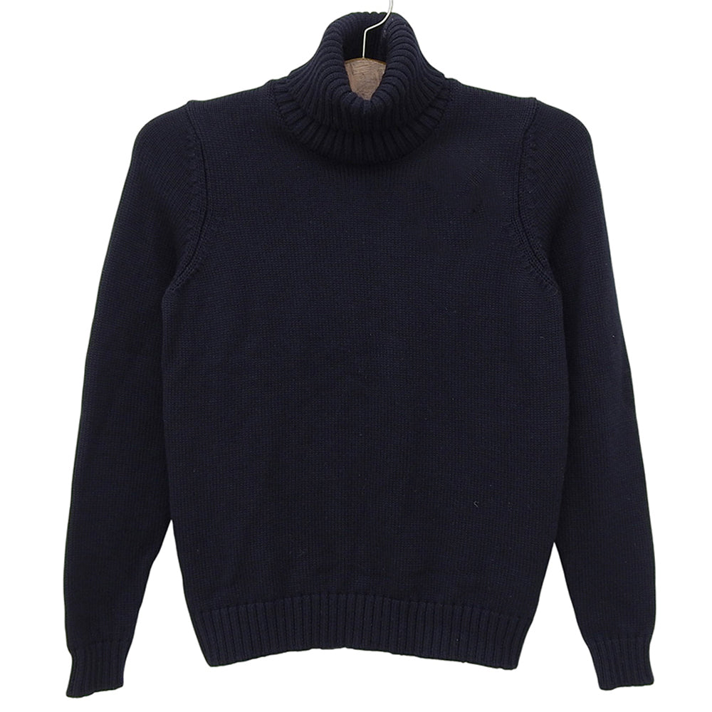 100% Wool Turtleneck Knit Top for Men - Dark Navy, Size 44