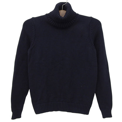 100% Wool Turtleneck Knit Top for Men - Dark Navy, Size 44