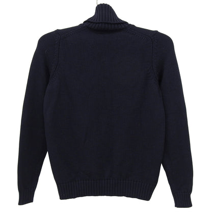 100% Wool Turtleneck Knit Top for Men - Dark Navy, Size 44