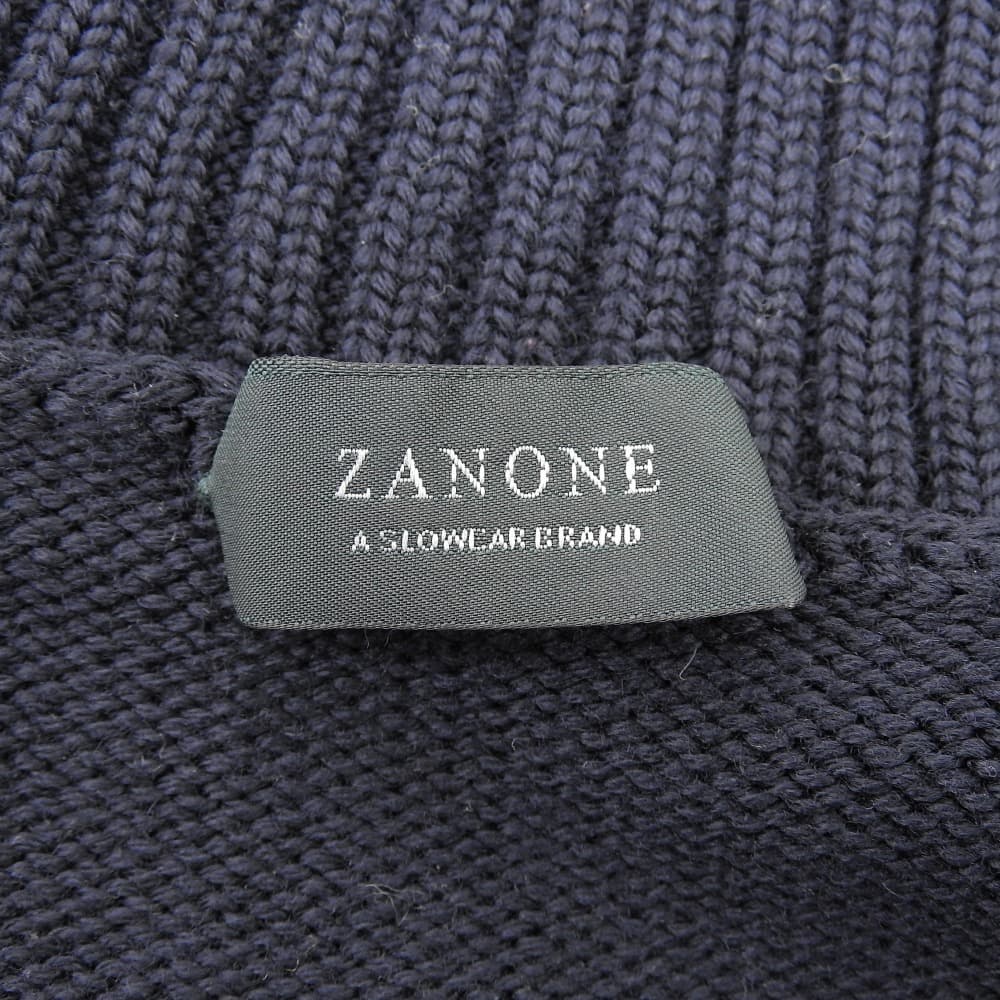 100% Wool Turtleneck Knit Top for Men - Dark Navy, Size 44