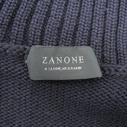 100% Wool Turtleneck Knit Top for Men - Dark Navy, Size 44