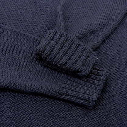 100% Wool Turtleneck Knit Top for Men - Dark Navy, Size 44