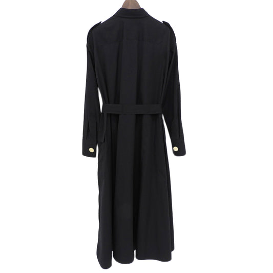 Long-Sleeve Shirt Dress with Belt, Women's Black 36, 22SS S75CV0526 Dress 36, Women's