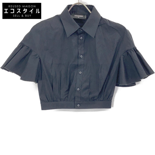 DSQUARED2 23AW S75DL0830 Black Bell-Sleeve Short-Sleeve Shirt Top