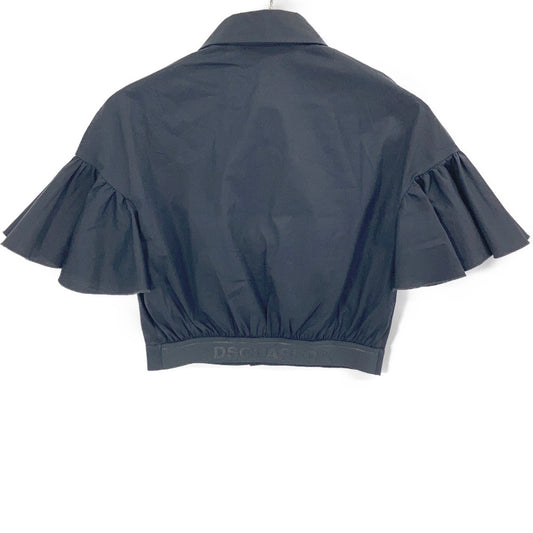 DSQUARED2 23AW S75DL0830 Black Bell-Sleeve Short-Sleeve Shirt Top