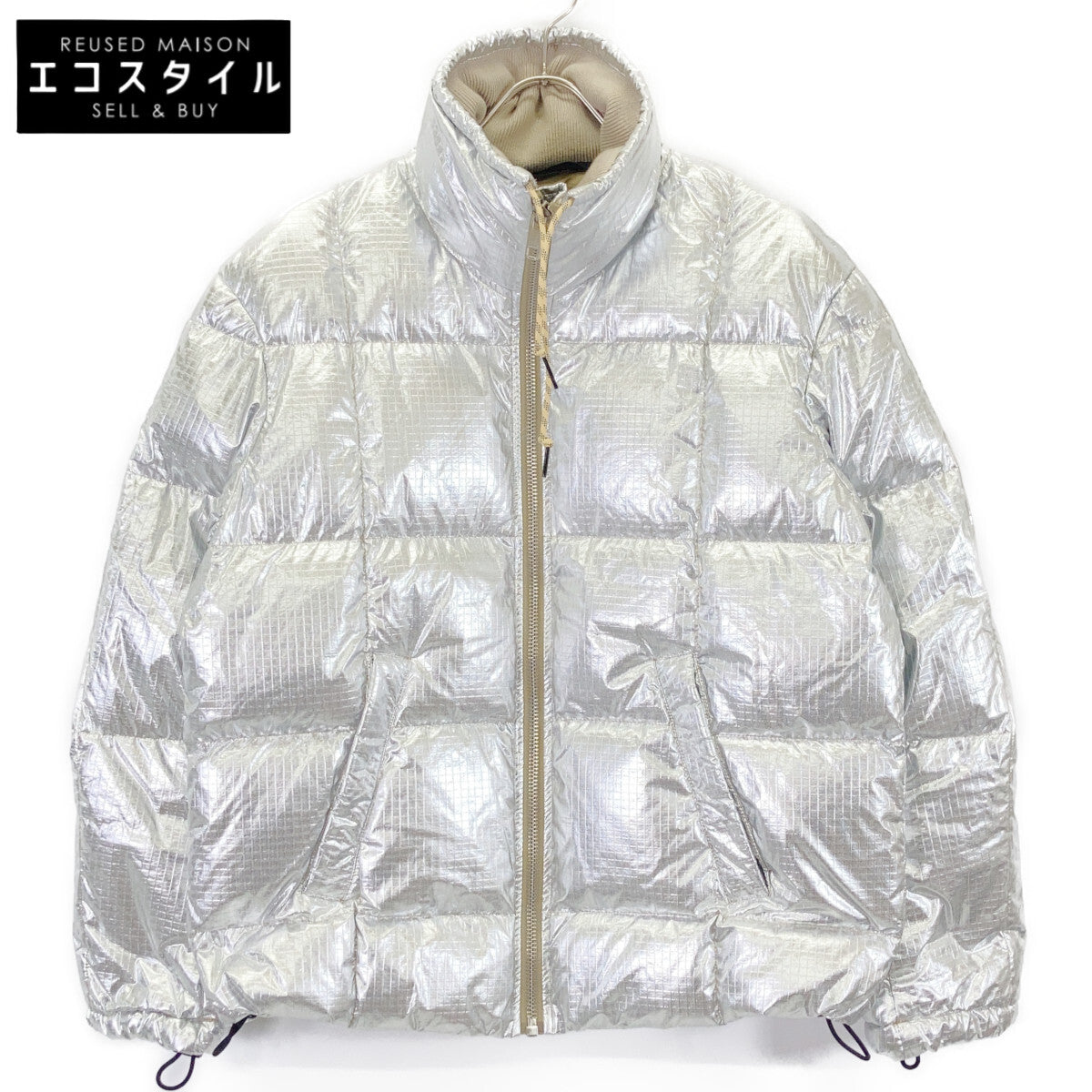 A03145 Silver collar change zip-up nylon down jacket XS women's