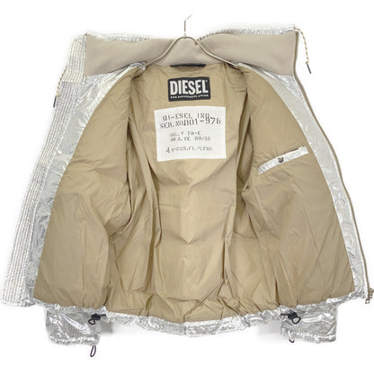 DIESEL ディーゼル A03145 シルバー 襟切り替え ジップアップナイロンダウンジャケット ジャケット