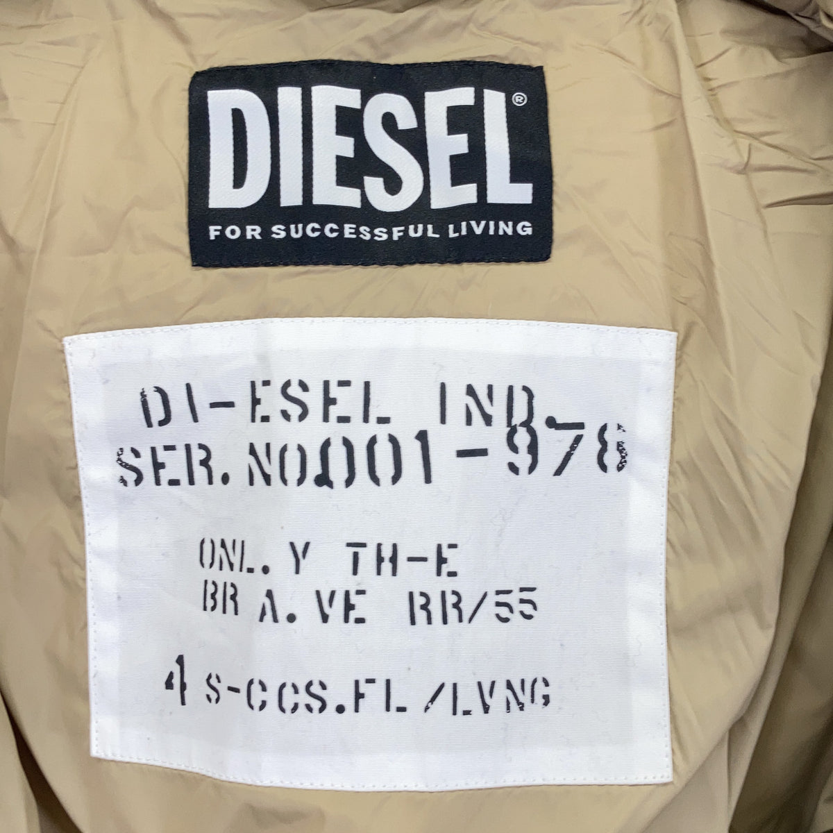 DIESEL Diesel A03145 silver zip-up nylon down jacket with contrasting collar jacket
