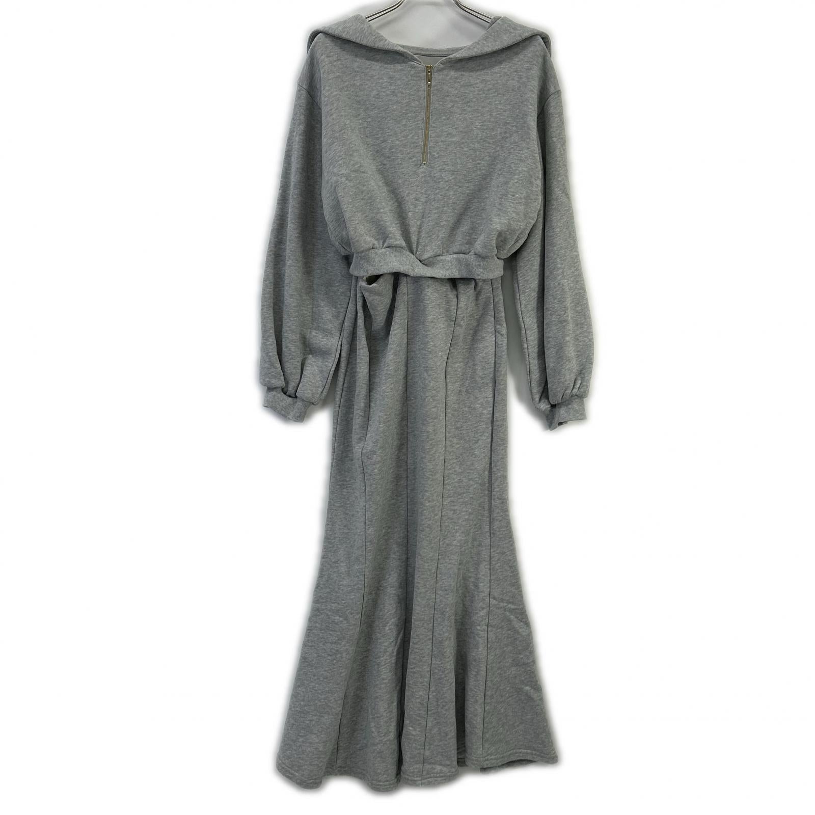 her lip to ハーリップトゥ 1251105016 グレー Half Zip Sweat Dress ワンピース